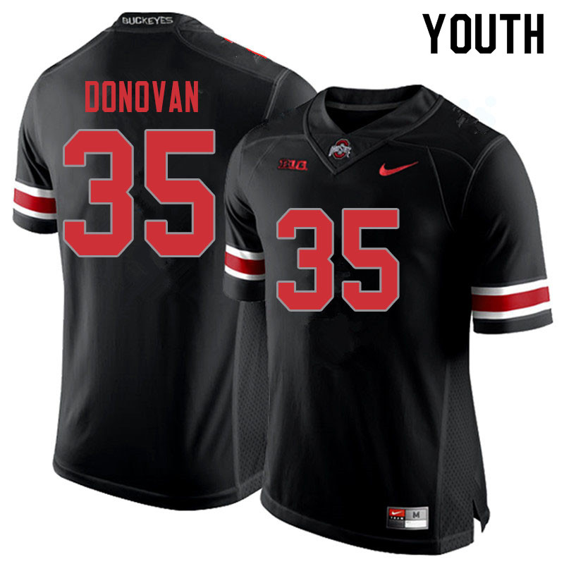 Ohio State Buckeyes Luke Donovan Youth #35 Blackout Authentic Stitched College Football Jersey